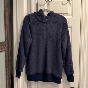 Aerie Soft Fluffy Quarter-zip Navy Jacket